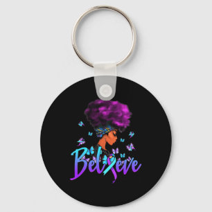 Black Women Believe Purple And Teal Ribbon Suicide Key Ring