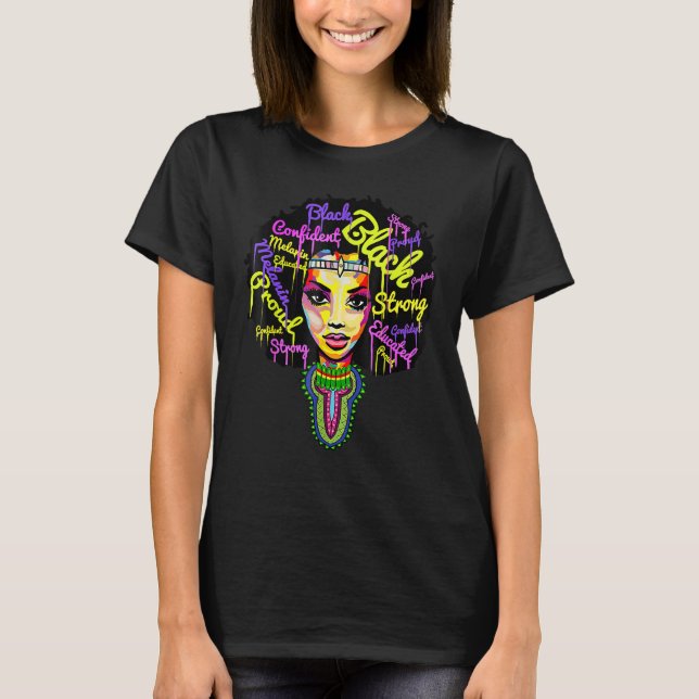 Black Women Black History Month Afro African Pride T-Shirt (Front)