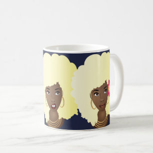 Black Women, Blonde Afro, Annoyed Flower Bubblegum Coffee Mug
