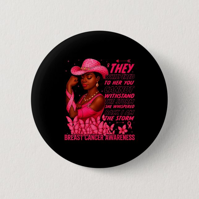 Black Women Breast Cancer Survivor Nk Ribbon I'm T 6 Cm Round Badge (Front)