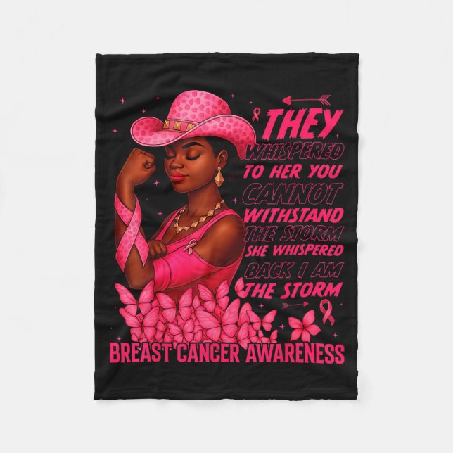 Black Women Breast Cancer Survivor Nk Ribbon I'm T Fleece Blanket (Front)