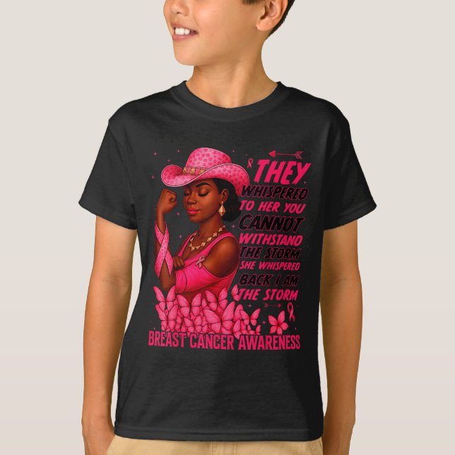 Black Women Breast Cancer Survivor Nk Ribbon I'm T T-Shirt (Front)