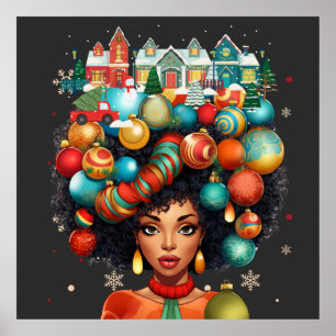 Black women Christmas melanin sista Xmas Sistas Poster