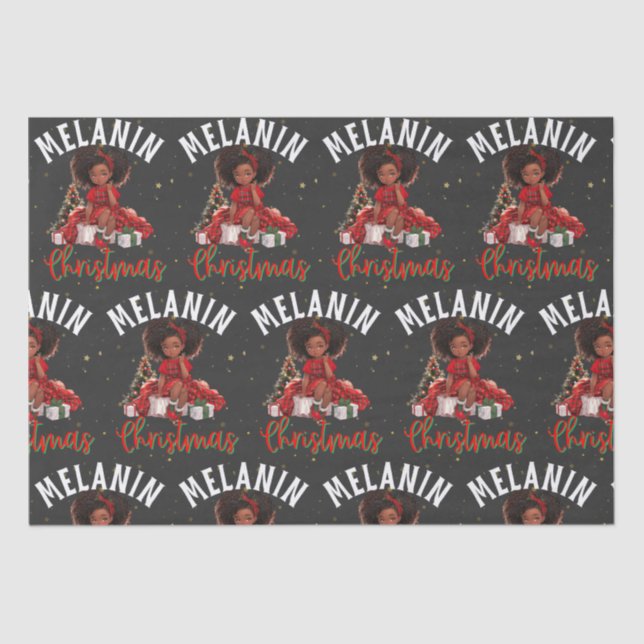 Black women Christmas melanin sista Xmas Sistas Tissue Paper (Front)