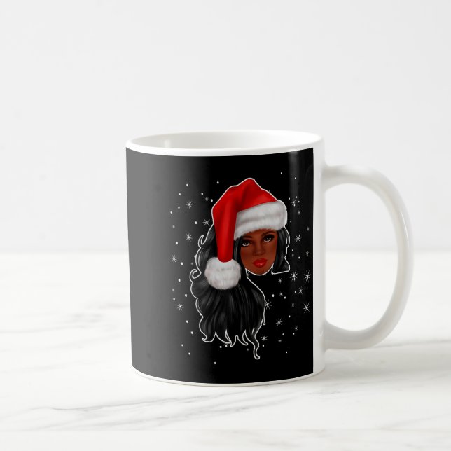 Black Women Christmas Santa Claus Afro American Fu Coffee Mug (Right)