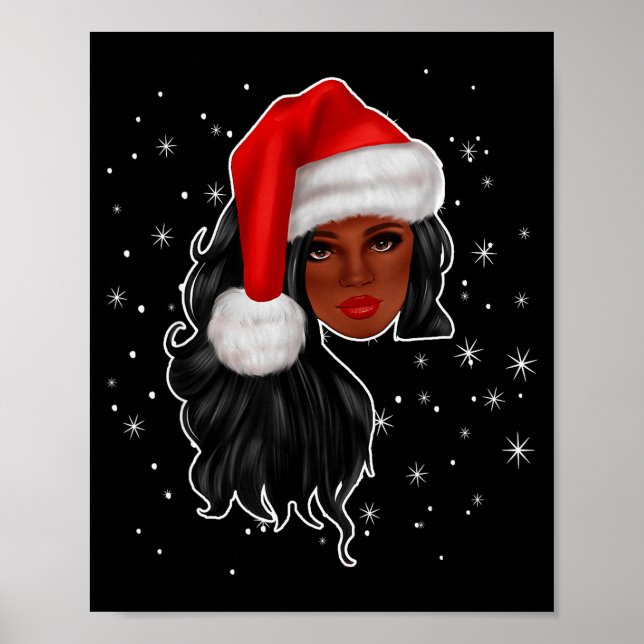 Black Women Christmas Santa Claus Afro American Fu Poster (Front)