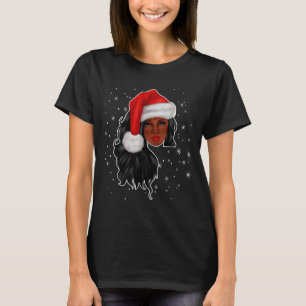 Black Women Christmas Santa Claus Afro American Fu T-Shirt
