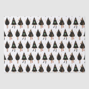 Black Women Dressed in Black Christmas Tree Party Tissue Paper