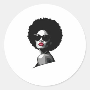 Black Women Face Afro American Juneteenth Afrocent Classic Round Sticker