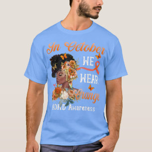 Black Women Flower Butterfly ADHD Awareness T-Shirt
