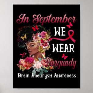 Black Women Flower Butterfly Brain Aneurysm Awaren Poster