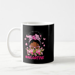 Black Women Girl Ribbon Wear Pink Breast Cancer Aw Coffee Mug