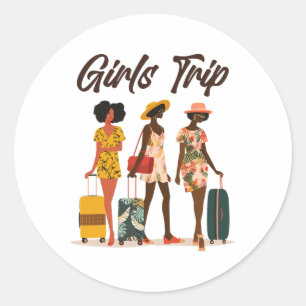 Black Women Girls Trip Afro Queen Melanin African  Classic Round Sticker