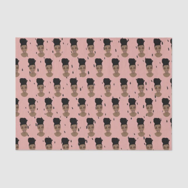 Black Women, Gold Shades, Black Dots, Blush Pink Tissue Paper (Front)