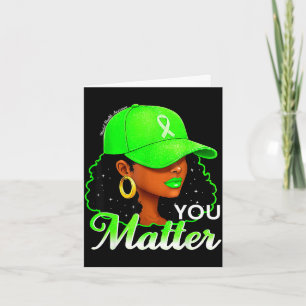 Black women green ribbon mental health awareness card