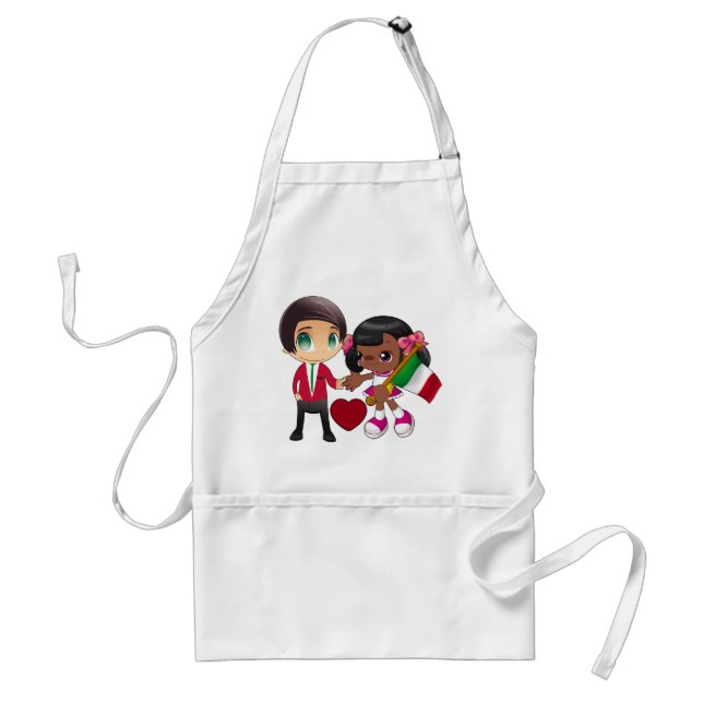 Black Women Italian Men Apron White - Women (Front)