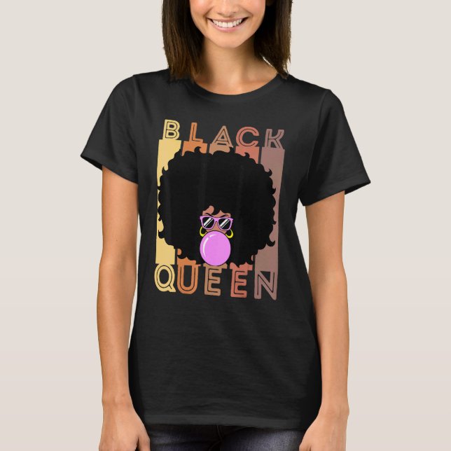 Black Women Melanin Poppin Queen Afro Black Girl M T-Shirt (Front)