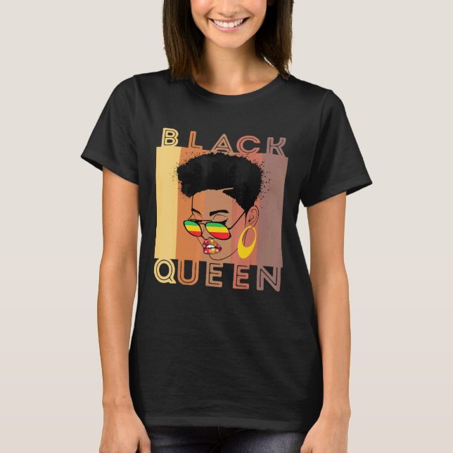 Black Women Melanin Poppin Queen Afro Black Girl M T-Shirt (Front)