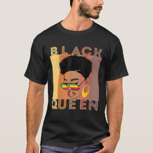 Black Women Melanin Poppin Queen Afro Black Girl M T-Shirt