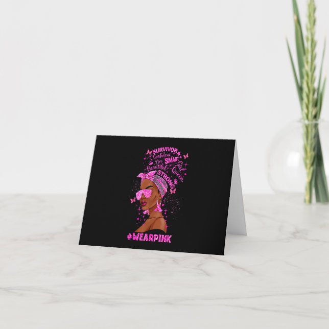 Black Women Melanin Queen Wear Pink Breast Cancer Invitation (Front)