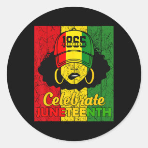Black Women Messy Bun Juneteenth Celebrate Indeped Classic Round Sticker