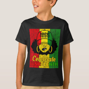 Black Women Messy Bun Juneteenth Celebrate Indeped T-Shirt