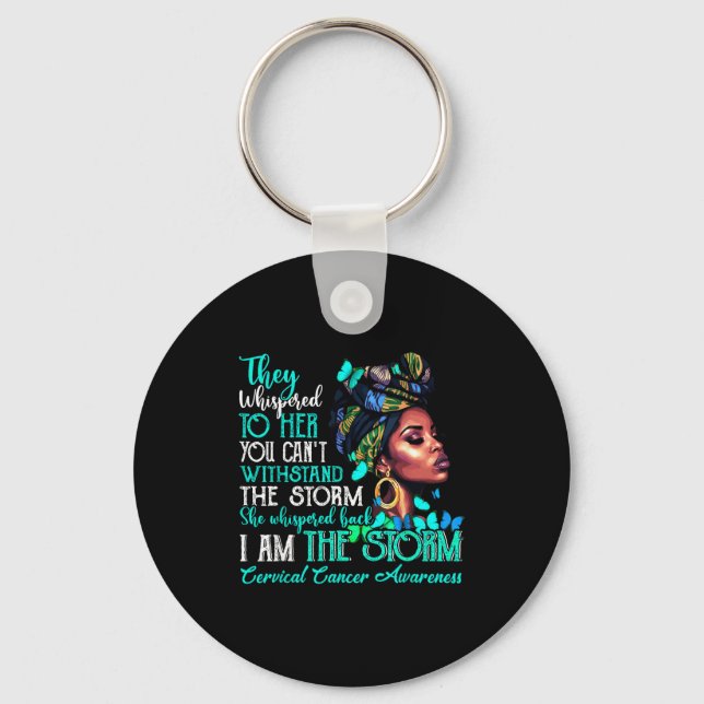 Black Women Motivation Suprt Cervical Cancer Aware Key Ring (Front)