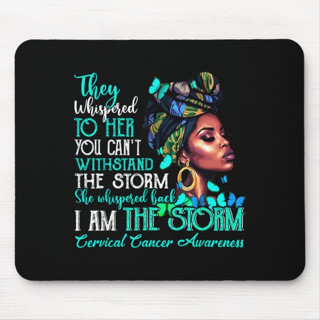 Black Women Motivation Suprt Cervical Cancer Aware Mouse Mat (Front)