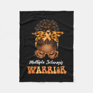Black Women Multiple Sclerosis Awareness Messy Bun Fleece Blanket
