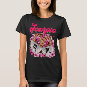 Black Women Nails Zodiac Birthday Scorpio Queen T- T-Shirt