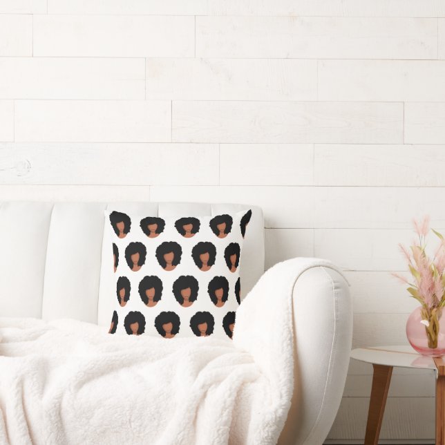 Black Women, Natural Hair Afro Pattern Cushion (Couch)