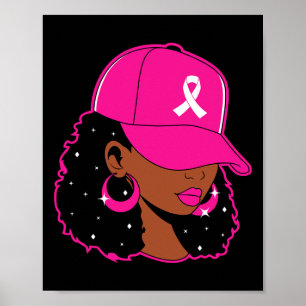 Black Women Pink Breast Cancer Awareness Warrior W Poster