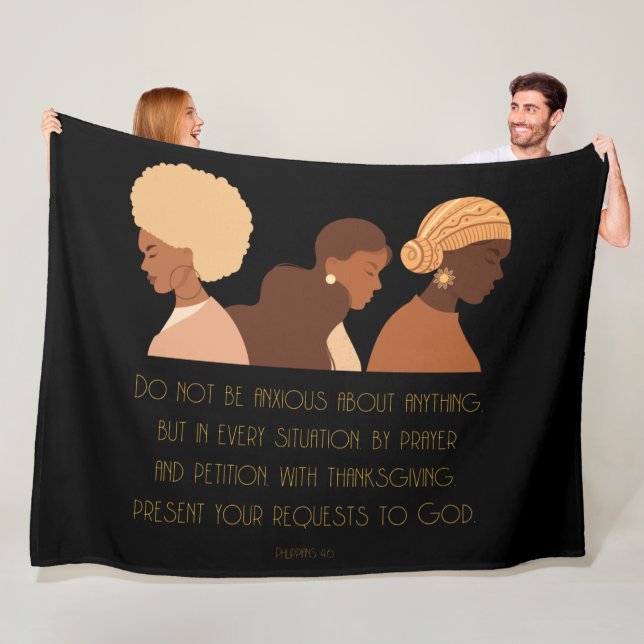 BLACK WOMEN PRAY CHRISTIAN FLEECE BLANKET (In Situ)