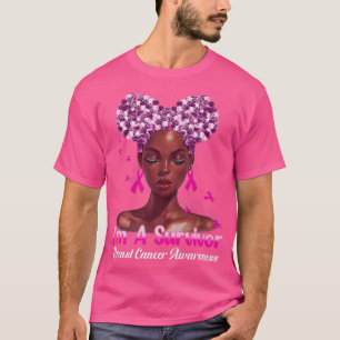 Black Women Queen I'm A Survivor Breast Cancer Awa T-Shirt