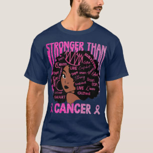 Black Women Queen Pink Stronger Than Breast Cancer T-Shirt