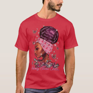 Black Women Queen Stronger Than Breast Cancer Pink T-Shirt