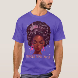 Black Women Queen Stronger Than Breast Cancer Pink T-Shirt