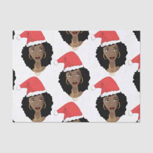 Black Women, Red Christmas Santa Hats Tissue Paper