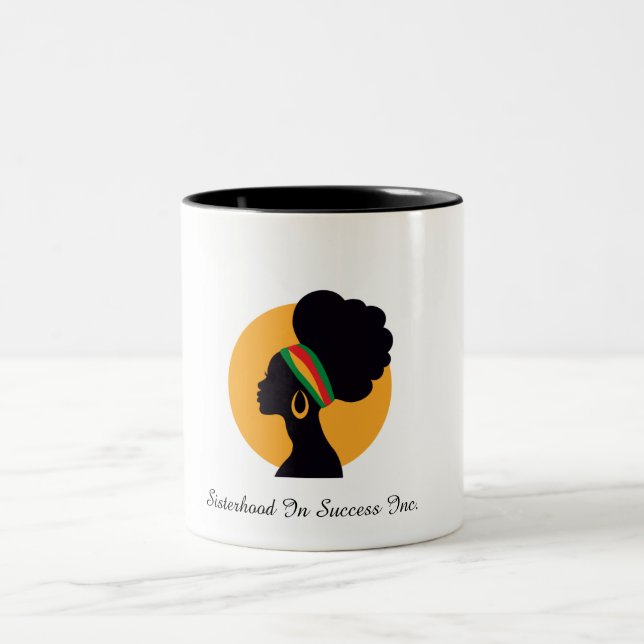 Black Women Reflecting Two-Tone Coffee Mug (Center)