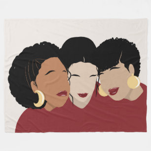 Black Women, Sister Friends Fleece Blanket