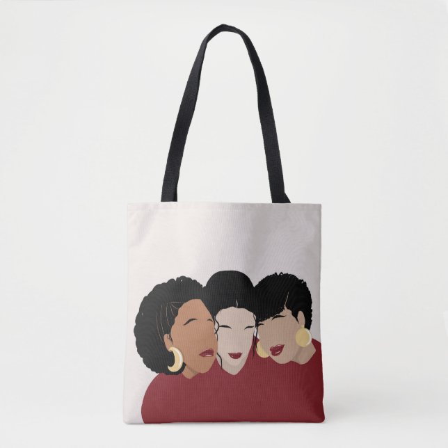Black Women, Sister Friends, Shades of Melanin Tote Bag (Front)