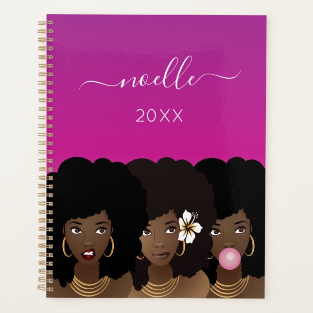 Black Women, Squad Goals, Natural Beauty | Magenta Planner (Front)