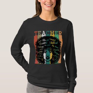 Black Women Teacher Afro Retro Black History Month T-Shirt