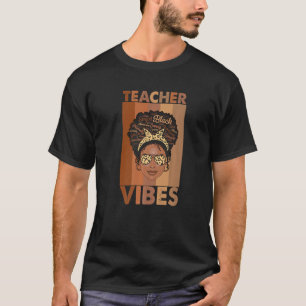 Black Women Teacher Afro Retro Black History Month T-Shirt