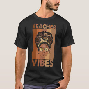 Black Women Teacher Afro Retro Black History Month T-Shirt