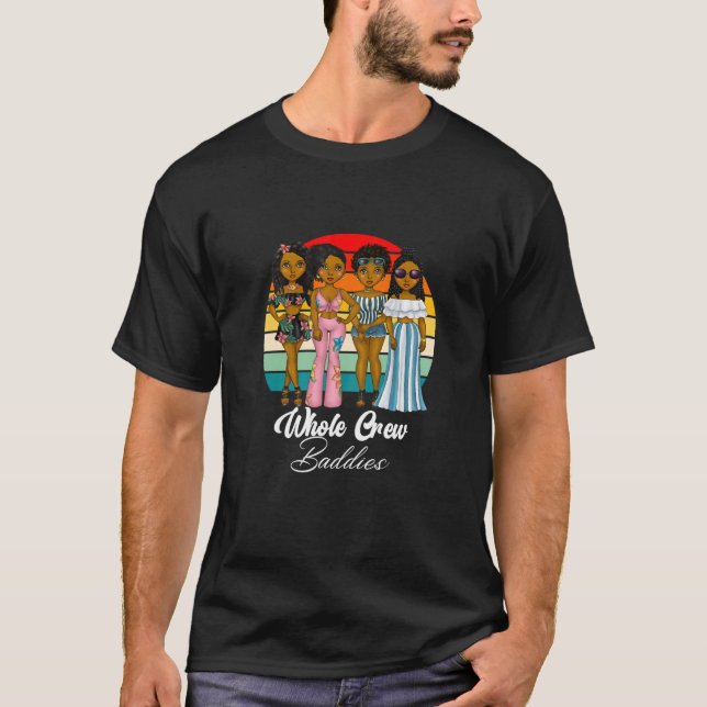 Black Women Vacation Crew Melanin Brown Skin Girls T-Shirt (Front)