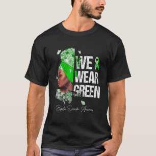Black Women We Wear Green Bipolar Disorder Awarene T-Shirt