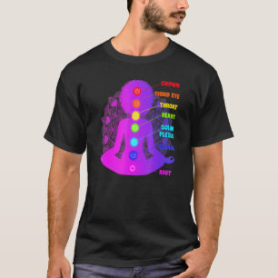 Black Women Yoga Afro Chakras Meditation T-Shirt