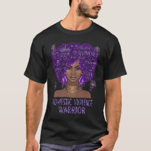 Black Womens Afro African Purple Domestic Violence T-Shirt
