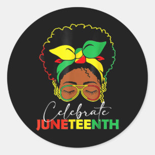 Black Womens Juneteenth Celebrate Classic Round Sticker